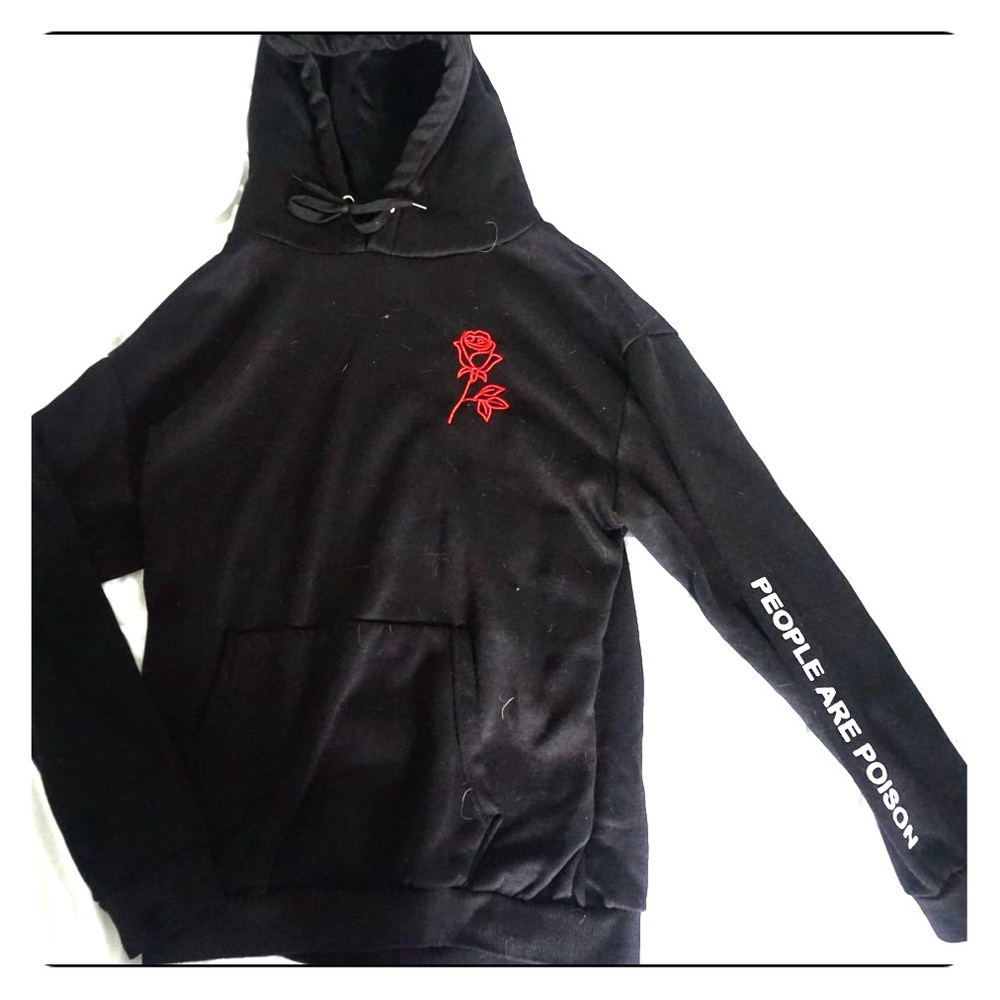 Black Thin Rose Hoodie!